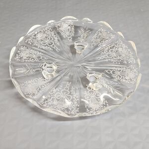 Fostoria Corsage Baroque Etched 3-Footed Scalloped Edge Dessert Plate 8" beauty